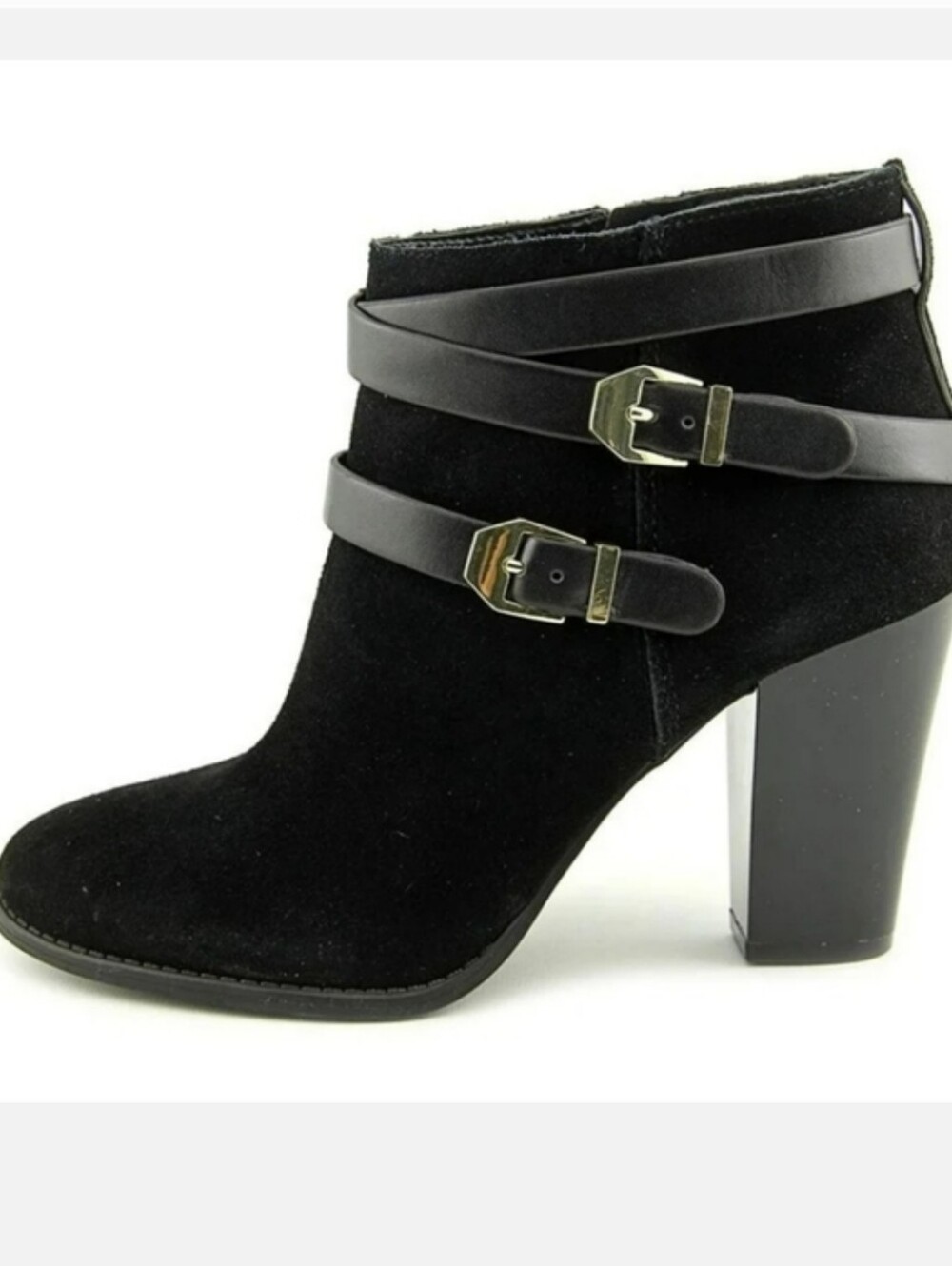 NWT INC InternationalConcepts Black Leather SuedJaydie Ankle Booties /Buckle 10M